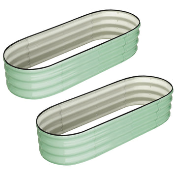 Garvee Oval Raised Garden Bed 4.5x2x1.5ft Galvanized Steel Double-Layer Corrosion Resistant Tool-Free Assembly with Rubber Edge for Outdoor Garden