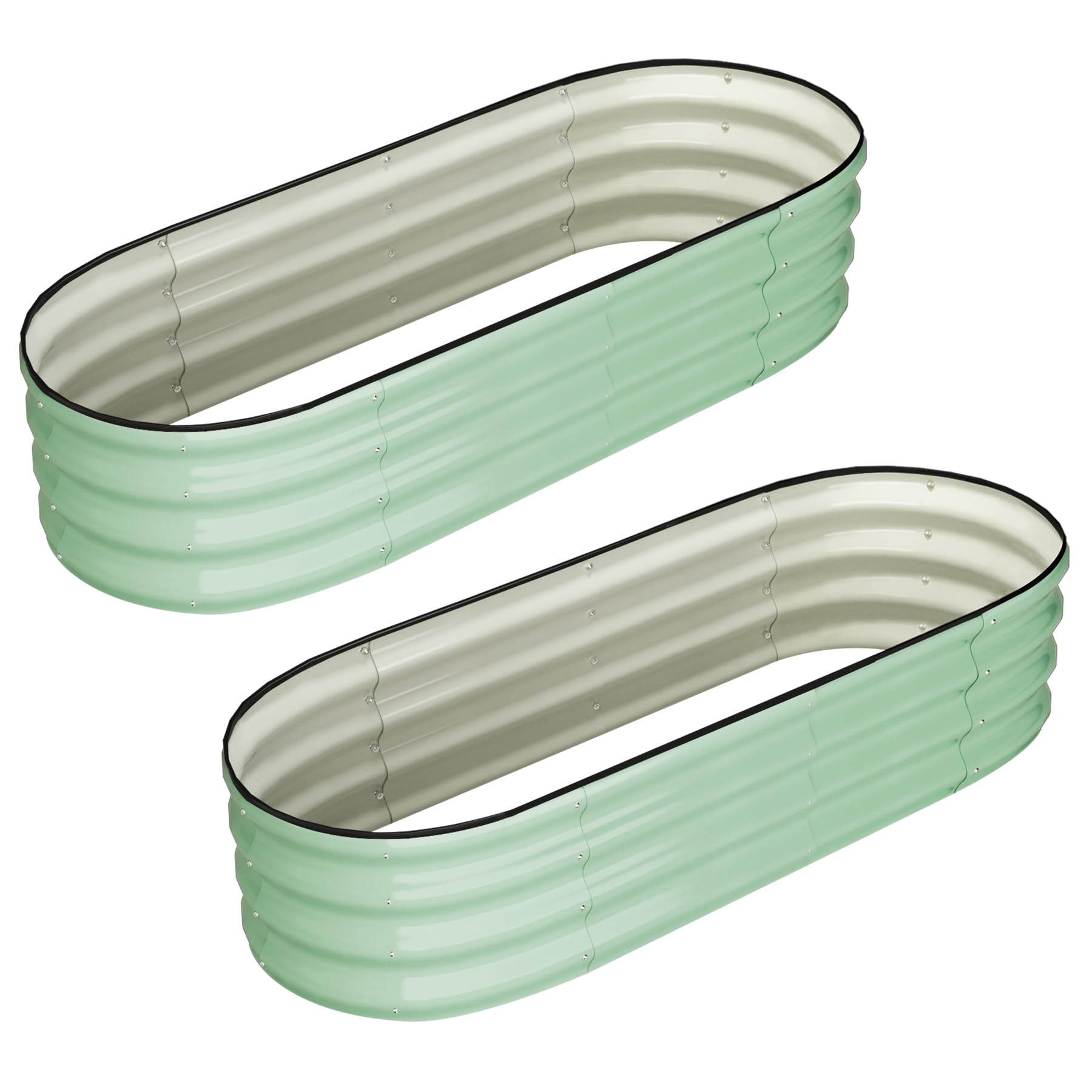 Garvee Oval Raised Garden Bed 4.5x2x1.5ft Galvanized Steel Double-Layer Corrosion Resistant Tool-Free Assembly with Rubber Edge for Outdoor Garden