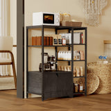 Garvee Bakers Rack with Storage Cabinets, Metal Frame & Solid Wood Shelves, Scratch-Resistant Countertop, Industrial 5-Tier Freestanding Microwave Stand for Dining Room, Kitchen, Black - Black