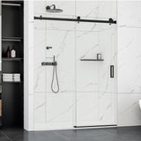 Garvee Shower Door, 44-48" W × 76" H Frameless Sliding Shower Door,Waterproof Glass Shower Door with Handle and Seal Strip, 5/16" (8mm) Clear Tempered Glass，Explosion-Proof Film, Brushed Nickel - 76*48” Brushed