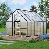 Garvee Greenhouse 8x14 Aluminum Frame Polycarbonate Panels Quick Setup Roof Vent Durable Weather-Resistant Outdoor Gardening