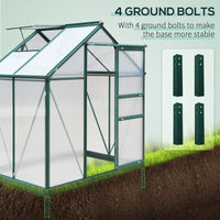 Garvee Polycarbonate Walk-in 6x4FT Outdoor Greenhouse with Aluminum Frame Sliding Door Adjustable Roof Vent for Backyard Garden Patio