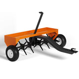 Garvee 48" Tow-Behind Lawn Plug Aerator with Universal Hitch, Heavy-Duty Steel Tines, Reinforced Weight Tray & Pneumatic Wheels, Orange - Orange