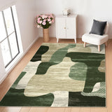 Garvee Modern Green 9x12 Abstract Area Rugs- Washable, Non-Slip, Soft Touch Low Pile, Stain-Resistant Carpet for Bedroom & Living Room - Green