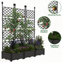 Garvee 3 PCS Raised Garden Bed with Trellis, 48" x 63" Plastic Planter Box for Climbing Plants, Outdoor Vertical Garden with Privacy Screen for Patio, Balcony, Backyard – Sturdy & Lightweight