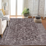 Garvee Persian Brown 9x12 Vintage Floral Boho Area Rug for Living Room Bedroom - Non Slip, Machine Washable Faux Wool - Low Pile, Kids & Pets Friendly - Brown