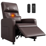 Garvee Power Recliner Chair with Massage and Heat, Adjustable Electric Recliner Ergonomic Overstuffed PU Leather Single Sofa, 2 Side Pockets & USB Port, Home Theater Seating for Living Room, Brown - PU Brown