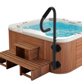 Garvee Hot Tub Handrail, 360° Rotatable Spa Side Hot Tub Hand Rail with 18"～48" Adjustable Height, Hot Tub Railing with Non-slip Grip for Indoor & Outdoor, 600lbs Capacity - Black