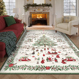 Garvee Washable Christmas Area Rug 6x9 Low Pile Non-Slip Polyester Stain-Resistant Soft Cozy for Living Room Bedroom Nursery - Beige