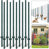 Garvee 5' Steel U-Post Fence - 10-Pack Rustproof w/Adjustable Tabs for Garden & Lawn Heavy Duty Metal Outdoor Posts - Green