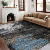 Garvee Abstract Living Room Rug 8x10 100% Polyester Pearl Velvet Soft Plush Non-Shedding Machine Washable Non-Slip Backing Grey Brown for Dining Room - Gray-Brown
