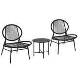 Garvee 3-Piece Outdoor Acapulco Chair Set with Steel Frame, Weather-Resistant PE Rope, Tempered Glass Table, Modern Patio Balcony Furniture