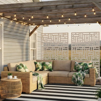 Garvee 70"x47" 3-Panel Metal Outdoor Privacy Screen in Geometry Design for Patio, Deck, Balcony, Yard and Garden, White