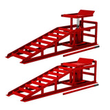 Garvee 2-Pack Hydraulic Car Ramps - 3-Ton Heavy-Duty Steel with Adjustable Height, Wide Incline, and Low Profile for Vehicle Maintenance and Garage Use, Red - Red