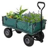 Garvee Steel Garden Cart 500 Lbs Load Capacity Heavy-Duty Powder-Coated Steel Removable Liner 8-Inch Pneumatic Wheels for Gardens and Farms - Green