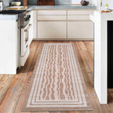 Garvee Hallway Runner Rug 2x6 - Non-Slip, Waterproof - Faux Wool, Low Pile, Stain Resistant - Red, Geometric - Entryway, Kitchen, Bedroom - Red