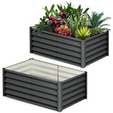 Garvee Raised Garden Bed Set of 2 6x3x1.5FT Galvanized Metal Durable Stability Open Base Safety Edge Dark Gray for Patios Yards Gardens - Dark Gray