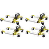 Garvee 4PCS Car Wheel Dolly with Hydraulic Tire Jack, 1500LBS Capacity, Ratcheting Foot Pedal, Stainless Steel, Adjustable for Truck RV Trailer, Yellow