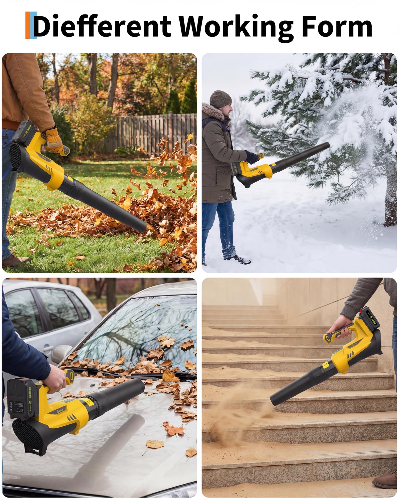 Garvee 20V Wireless Leaf Blower and String Trimmer Set – 550CFM, 130MPH, 12" Weed Wacker – 2 x 2.0Ah Batteries & Charger, Lightweight,  Black+Yellow