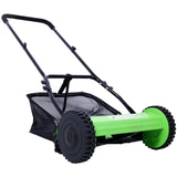 Garvee Precision Cutting Manual Reel Lawn Mower, 14-Inch, 5-Blade - Adjustable Height, Removable Collector, Dual Wheel, Ideal for Small Lawns, Walk-Behind Grass Trimmer - Green