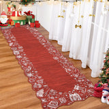 Garvee Christmas Area Rug Washable Scalloped Bedroom Carpet with Non-Slip Backing, Non-Shedding Low Pile Indoor Floor Carpet, Foldable Accent Rug for Living Room, Nursery - Red
