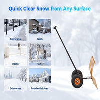 Garvee 29"W X 20"H Snow Shovel with Wheels for Driveway, 20" Wide Adjustable Snow Pusher with 5-Position Angle & Height Handle, Ergonomic Back-Saving Snow Removal Tool for Sidewalks, Yards & Patios - Orange