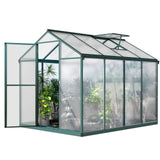 Garvee Large Walk-In Polycarbonate Greenhouse for Garden, Backyard, Patio – 6.25 x 8 Ft, Aluminum Frame, Quick Assembly, Roof Vent, Sunroom, Green