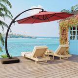 Garvee 11FT Cantilever Patio Umbrella 360° Rotation Infinite Tilt Aluminum Frame Water-Repellent Fabric Heavy-Duty Base for Outdoor Patio Poolside - Red