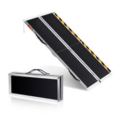 Garvee Aluminum 6FT Threshold Ramp for Wheelchair & Scooter, Non-Skid Double Anti-Slip, Foldable Portable Design, Corrosion-Resistant Hinge, Reflective Safety Stickers, Doorways & Curbs - Black
