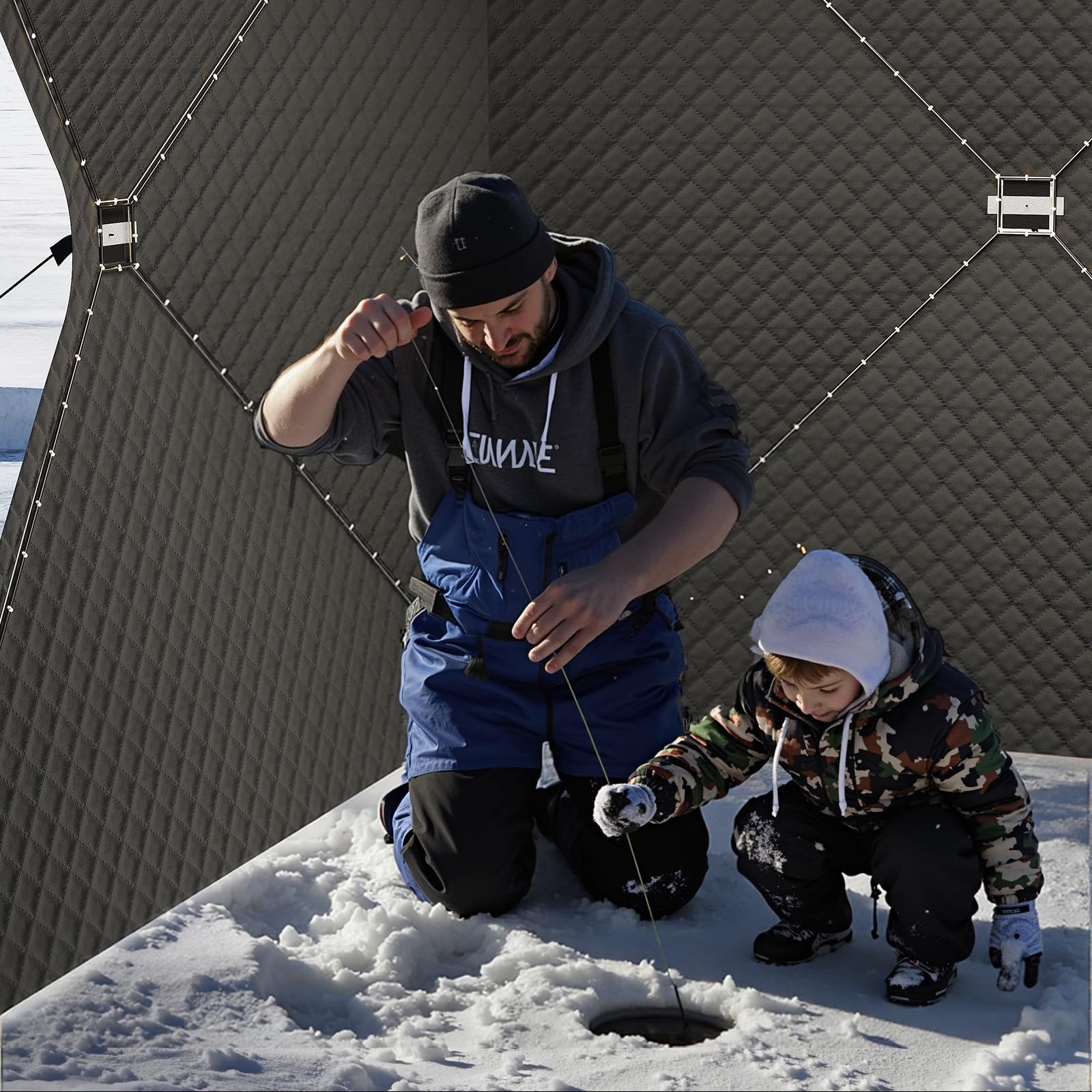 Garvee Pop-Up Portable Ice Fishing Tent for 3-4 Person - Insulated Oxford Hub Shelter - Waterproof, Quick Setup, Anchors, Ropes & Carry Bag Included - Winter Fishing Gear - Winter fishing cover | 70.8*70.8*77.74INCH | Red;