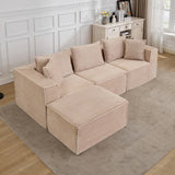 Garvee 107" Modular Sectional Sofa with Deep Seat, Modern L-Shape Boneless Couch with Chaise, Soft Corduroy Fabric, for Living Room Apartments Bedroom, No Assembly Required, Beige - Corduroy | Beige