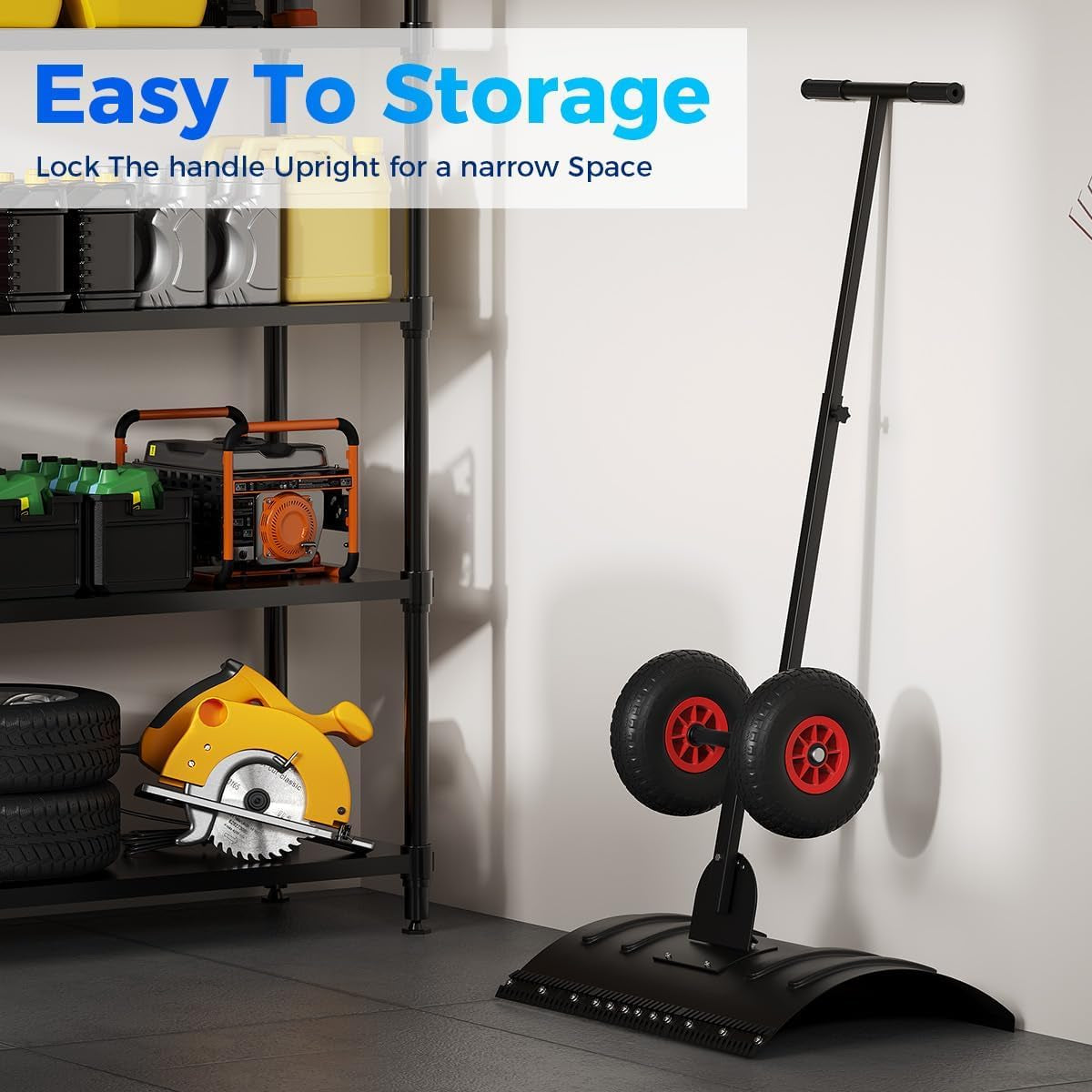 Garvee 29"W X 20"H Snow Shovel with Wheels for Driveway, 20" Wide Adjustable Snow Pusher with 5-Position Angle & Height Handle, Ergonomic Back-Saving Snow Removal Tool for Sidewalks, Yards & Patios - Black