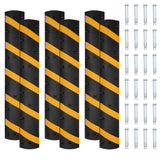 Garvee 6 Pack 6FT Rubber Speed Bumps for Roads & Driveways - Heavy-Duty, Dual Channel Cable Protection, Non-Slip Surface, Modular Design, Black Yellow, Asphalt Gravel, Parking Lots