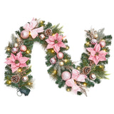 Garvee 6ft Prelit Christmas Garland with 20 LED Lights, Pink Ball Ornaments, Timer, Artificial Pine, Bows, Flexible for Indoor Outdoor Decor - Pink