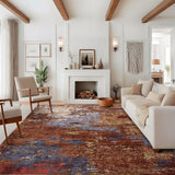 Garvee Large Area Rugs 10x13 Abstract Neutral Carpet with Non-Shedding, Foldable Thin Design, Pearl Velvet Material, Machine Washable, Non-Slip Backing for Living Room - Red