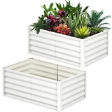 Garvee Raised Garden Bed Set of 2 6x3x1.5FT Galvanized Metal with Open Base and Safety Edge Beige for Outdoor Garden Patio - Beige