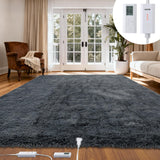 Garvee Heated Rug 5x7 ft, Wireless Electric Heating Floor Mat Gaming Rug with 6 Heat Levels & Auto Off, Soft Plush Heating Carpet Foot Warmer for Living Room Bedroom Office Playroom, Grey - Dark Gray-6 Heat Levels