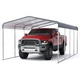 Garvee 12x20 FT Heavy-Duty Metal Carport with Galvanized Steel Roof & Frame, Rust-Resistant, Weatherproof, Stable Base, Easy Assembly, Outdoor Vehicle Shelter - Grey