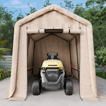 Garvee 7x10FT Outdoor Portable Storage Shed with Roll-Up Door & Vent, 240G Heavy-Duty Shelter Waterproof PE Tarp, UV-Resistant Storage Sheds for Motorcycle, Firewood, Garden and Tools