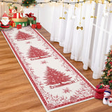 Garvee Christmas Runner Rug 2x6 with Christmas Tree Print, Non-Slip & Washable, Terrycloth Fabric, Stain Resistant & Foldable, Red, Indoor Hallway & Bedroom - Red