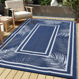 Garvee Outdoor Dark Blue 8x10 Area Rug, Patio Mat Waterproof Non-Slip Fade-Resistant Plastic Easy-Clean Durable Outdoor Camping RV Balcony - Dark Blue
