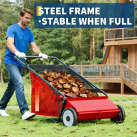 Garvee 21" Push Lawn Sweeper with 4-Brush System, Heavy Duty Steel Yard Leaf Collector, Adjustable Height, 3.5 Cu Ft Bag, Manual Grass & Lawn Cleaner Red
