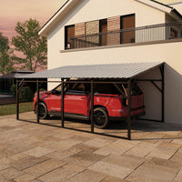 Garvee Lean-to Metal Carport 12' × 20', 240 sq.ft Wall-Mounted Car Port with 11.5° Vertical Roof, 19-Ga Steel Frame for SUV & Pickup