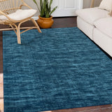 Garvee Modern Solid Indigo 3x5 Small Area Rug Washable Stain Resistant Low Pile Non-Slip Backing Indoor Living Room Bedroom Carpet - Indigo
