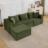 Garvee 107" Modular Sectional Sofa with Deep Seat, Modern L-Shape Boneless Couch with Chaise, Soft Corduroy Fabric, for Living Room Apartments Bedroom, No Assembly Required, Green - Corduroy | Green