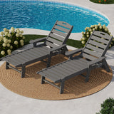 Garvee Patio Chaise Lounge HDPE Resin Oversize 5-Position Adjustable Backrest Cup Holder Durable Outdoor Pool Garden