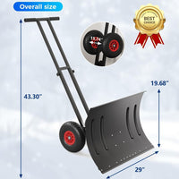 Garvee 29"Snow Pusher Shovel with Wheels,Heavy Duty Steel Snow Shovel with Wheels,Angled Blade Efficient Snow Removal With5-Position Angled Blade & Adjustable Handle for Doorway, Sidewalk