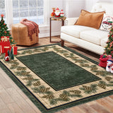 Garvee Washable Christmas Area Rug 10x13 Non-Slip Stain-Resistant Polyester Soft Cozy Durable Rubber Backing Living Room Bedroom Dining Office - Green