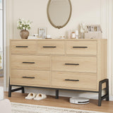 Garvee 52" Wide Dresser with 7 Drawer, Storage Freestanding, Wooden Closet Storage Chest for Living Room, Bedroom, Entryway, Natural Oak