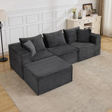 Garvee 107" Modular Sectional Sofa with Deep Seat, Modern L-Shape Boneless Couch with Chaise, Soft Corduroy Fabric, for Living Room Apartments Bedroom, No Assembly Required, Grey - Corduroy | Grey